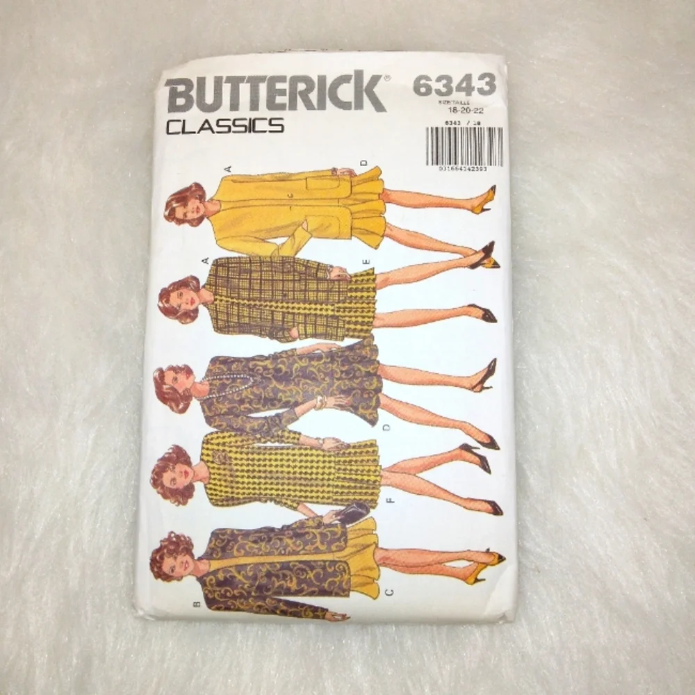 Butterick 6343 Misses Jacket and Dress, size 18-20-22, new & uncut